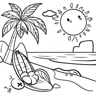 Tropischer Strand Luau Ausmalbild | Luau Ausmalbild