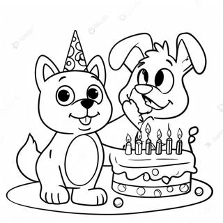 Bluey und Bingo Geburtstagsfeier Ausmalbild | Bluey Geburtstag Ausmalbild