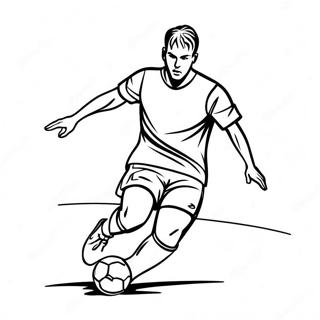Spannender Fußballspieler beim Dribbeln Ausmalbild | Fußball Ausmalbild