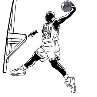 Michael Jordan springt für einen Slam Dunk Ausmalbild | Michael Jordan Ausmalbild