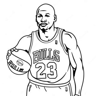 Michael Jordan im klassischen Bulls-Trikot Ausmalbild | Michael Jordan Ausmalbild