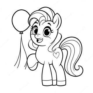 Fröhliche Pinkie Pie mit Ballons Ausmalbild | Pinkie Pie Ausmalbild