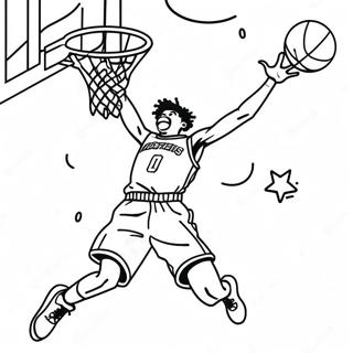 Ja Morant beim Dunking Ausmalbild | Ja Morant Ausmalbild