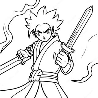 Rengoku mit Flammenschwert Ausmalbild | Rengoku Ausmalbild