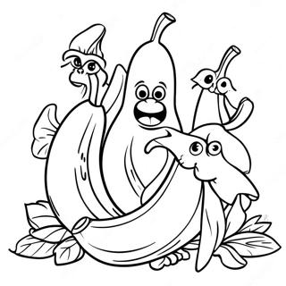 Glückliche Bananenfamilie Ausmalbild | Banane Ausmalbild