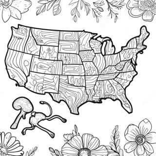 Detaillierte USA-Karte Ausmalbild | USA Karte Ausmalbild