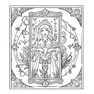 Mystisches Ausmalbild von Tarotkarten | Tarotkarte Ausmalbild