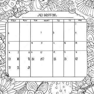 Ausmalbild eines Kalenders | Kalender Ausmalbild