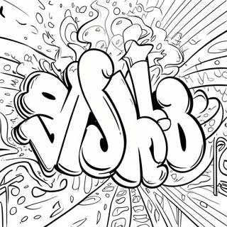 Ausmalbild von Schimpfwörtern als Graffiti | Schimpwort Graffiti Ausmalbild