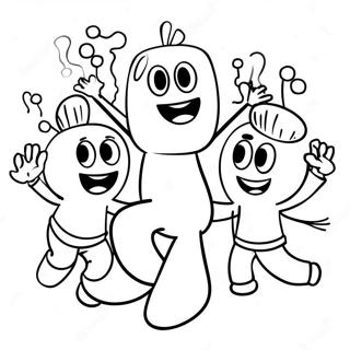 Muno tanzt mit Freunden Ausmalbild | Yo Gabba Gabba Ausmalbild