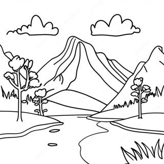 Einfaches Berglandschaft Ausmalbild | Einfache Landschaft Ausmalbild