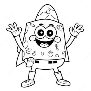 Spongebob in einem gruseligen Kostüm Ausmalbild | Halloween Spongebob Ausmalbild