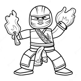 Kai Ninjago mit Feuerkräften Ausmalbild | Kai Ninjago Ausmalbild