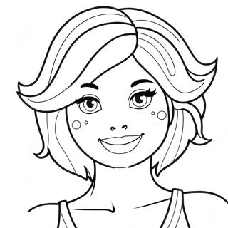 Chica mit bunten Haaren Ausmalbild | Mädchen Ausmalbild