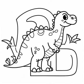 Dinosaurier-Themen Buchstabe D Ausmalbild | Buchstabe D Ausmalbild