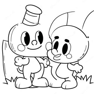 Cuphead und Mugman Abenteuer Ausmalbild | Cuphead Ausmalbild