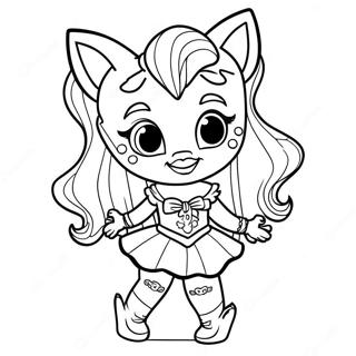 Clawdeen Wolf im gruseligen Outfit Ausmalbild | Clawdeen Wolf Monster High Ausmalbild