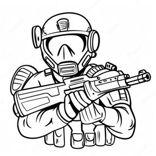 SWAT-Team-Offizier im Einsatz Ausmalbild | SWAT-Team Ausmalbild