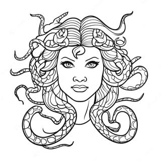 Mythologische Medusa mit Schlangen Ausmalbild | Medusa Ausmalbild