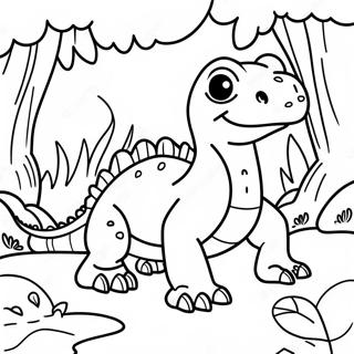 Süßer Komodowaran im Dschungel Ausmalbild | Komodowaran Ausmalbild