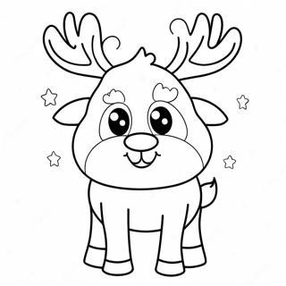 Niedliches Rentier mit Weihnachtsmannmütze Ausmalbild | Rentier Ausmalbild
