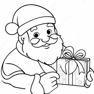 Fröhlicher Weihnachtsmann mit Geschenken Ausmalbild | Weihnachtsmann Ausmalbild