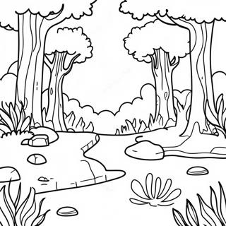 Buntes Waldökosystem Ausmalbild | Ökosystem Ausmalbild
