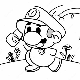 Buntes Papier Mario Abenteuer Ausmalbild | Papier Mario Ausmalbild