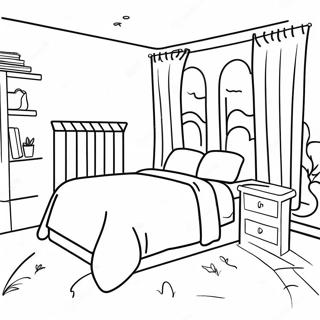 Gemütliches Schlafzimmer Ausmalbild | Zimmer Ausmalbild