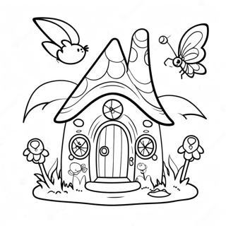Verspielt Feenhaus Ausmalbild | Feenhaus Ausmalbild