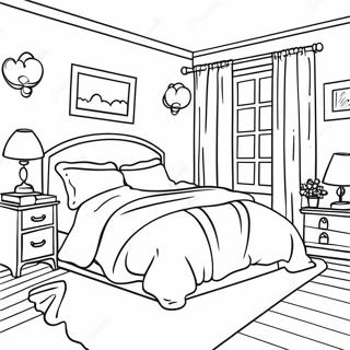 Gemütliches Schlafzimmer Ausmalbild | Schlafzimmer Ausmalbild