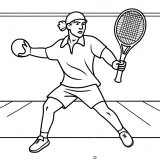 Tennisspieler beim Aufschlag Ausmalbild | Tennis Ausmalbild