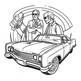 Klassischer Lowrider mit hydraulischer Federung Ausmalbild | Lowrider Ausmalbild