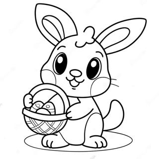 Niedlicher Osterhase mit Korb Ausmalbild | Vollformat Osterhase Ausmalbild