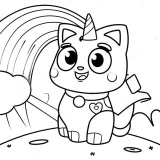 Glückliche Unikitty im Regenbogen Ausmalbild | Unikitty Ausmalbild