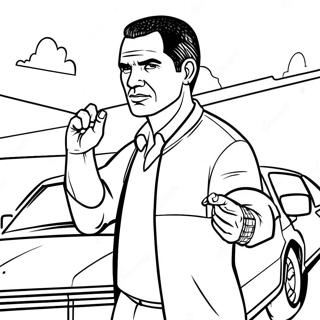 GTA Charakter in Aktion Ausmalbild | GTA Ausmalbild