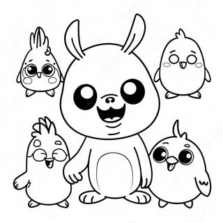 Lustiger Booba mit Freunden Ausmalbild | Booba Ausmalbild