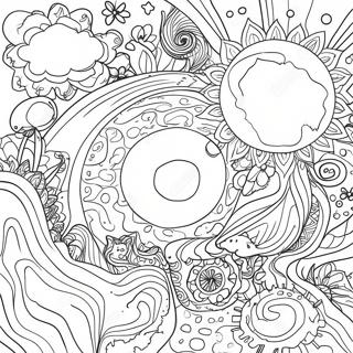 Bunte Galaxie Szene Ausmalbild | Galaxie Ausmalbild