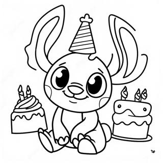 Stitch Geburtstagsfeier Ausmalbild | Stitch Geburtstag Ausmalbild