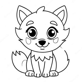 Süßer Anime-Wolf mit großen Augen Ausmalbild | Wolf Süß Anime Ausmalbild
