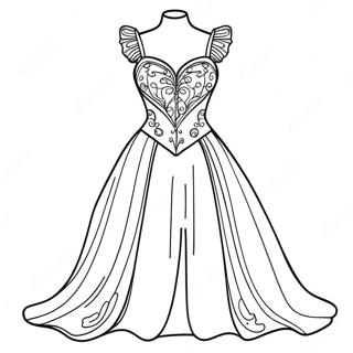 Coquette Stil Kleid Ausmalbild | Kokette Ausmalbild