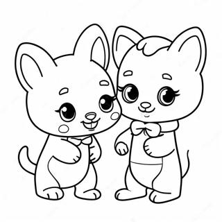 Niedliche Calico Critters, die zusammen spielen Ausmalbild | Calico Critters Ausmalbild