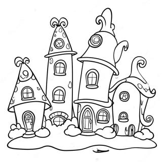 Bunte Whoville Häuser Ausmalbild | Whoville Häuser Ausmalbild