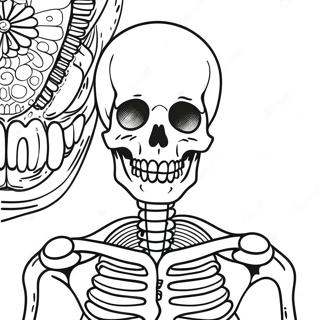 Detailliertes Ausmalbild des menschlichen Skeletts | Anatomie Ausmalbild