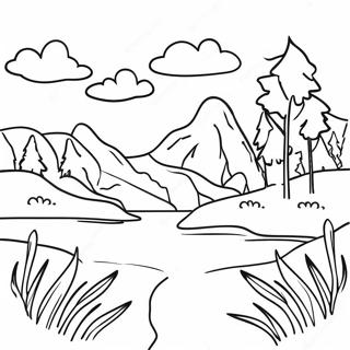 Aquarell Landschaft Ausmalbild | Aquarell Ausmalbild
