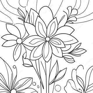 Lebendige Aquarell Blumen Ausmalbild | Aquarell Ausmalbild