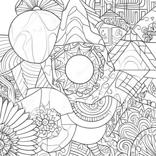 Trendige Geometrische Formen Ausmalbild | Trendig Ausmalbild