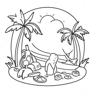 Buntes Ausmalbild für den Sommerurlaub | Schule ist vorbei Ausmalbild